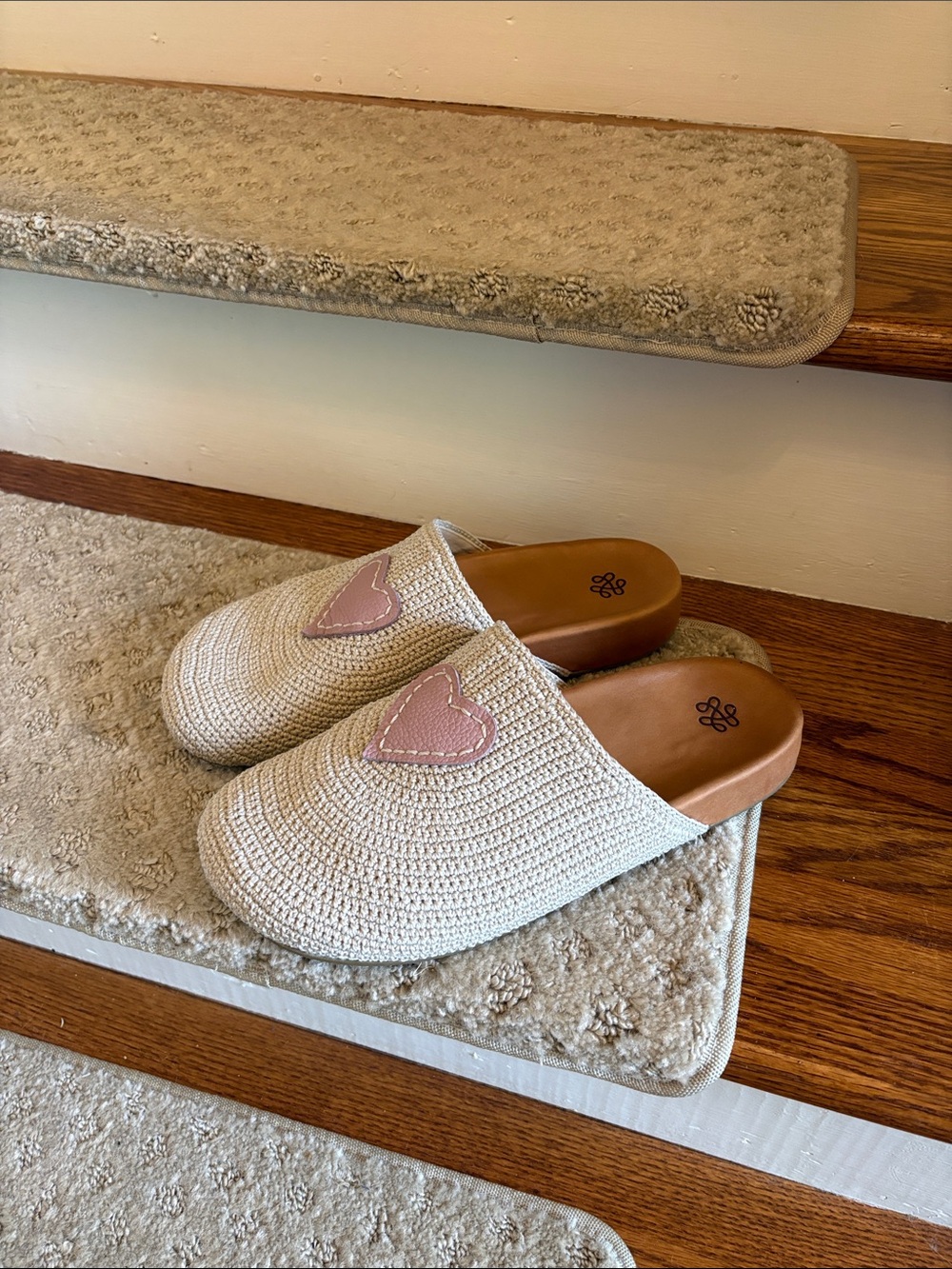 The Sak Crochet Slip-On Mules with Pink Heart Accent